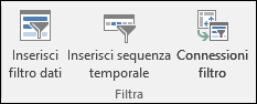 Opzione Inserisci filtro dati da Strumenti > tabella pivot - Analizza > filtro