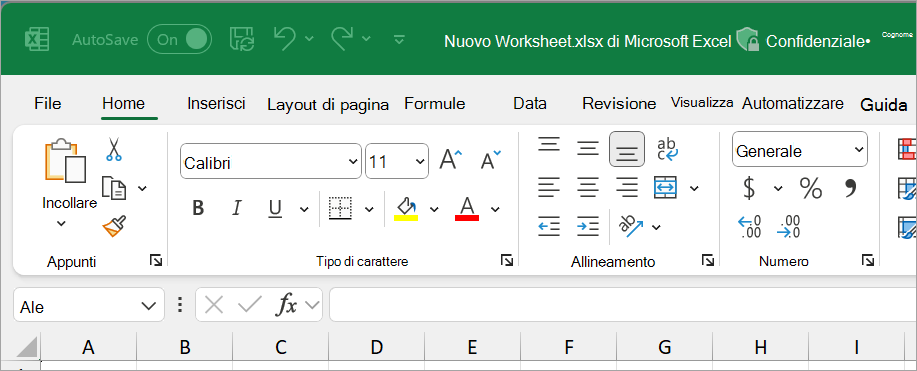 Aggiungi file Excel