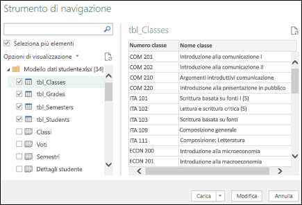 Ottenere & Strumento di navigazione trasforma (Power Query)