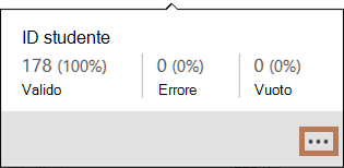 Popup dei valori di qualità