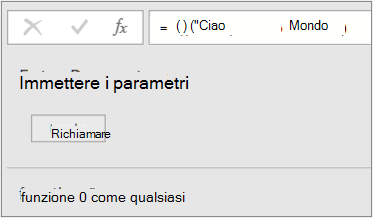 Richiamare la funzione personalizzata HelloWorld