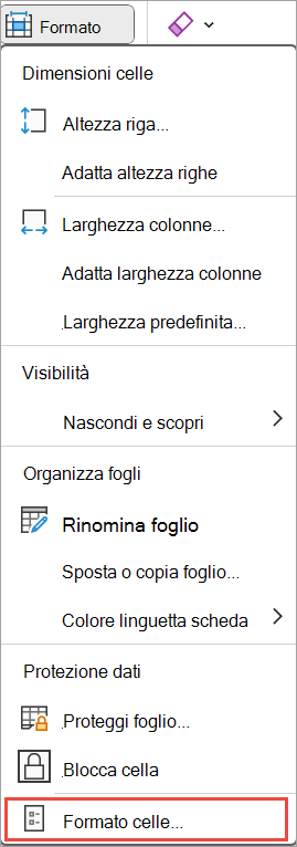 Formattare le celle per Excel