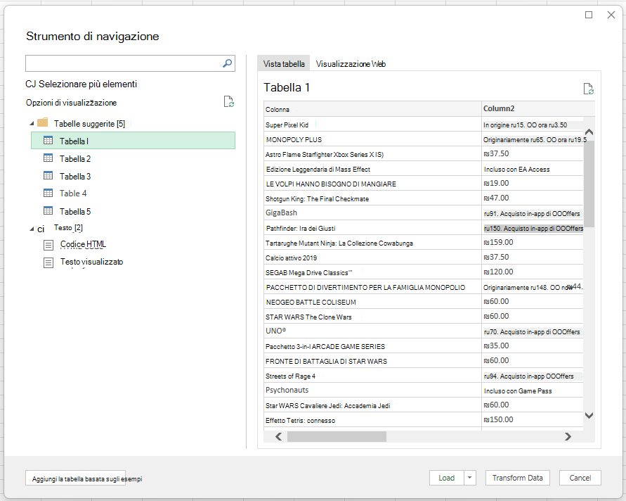 pulsante indice contatti di Outlook