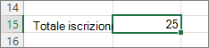 Screenshot che mostra i risultati della funzione CONTA.VALORI
