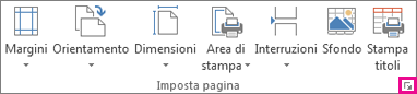 Pulsante di visualizzazione della finestra di dialogo nel gruppo Imposta pagina