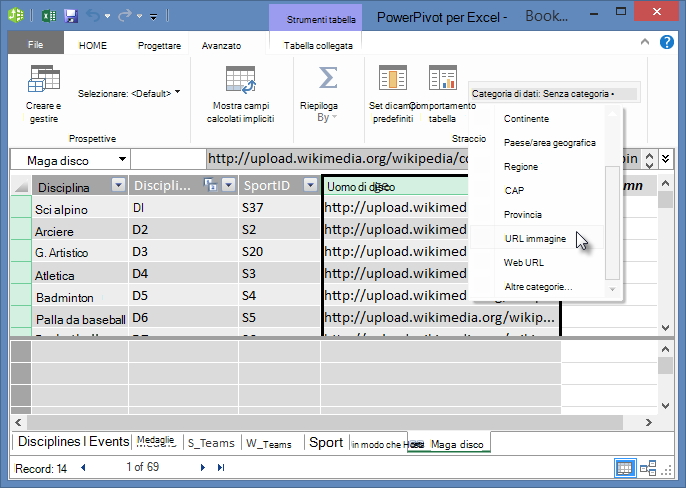 Impostare la categoria di dati in PowerPivot
