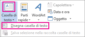 Menu Casella di testo nel gruppo Testo