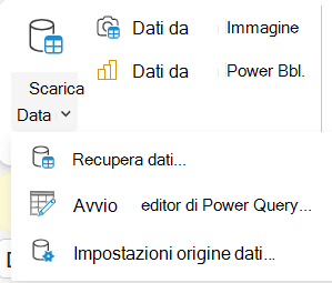 Menu Recupera dati sulla barra multifunzione.