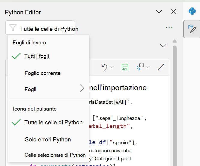 Usare il filtro nella parte superiore del riquadro attività per limitare il contenuto.