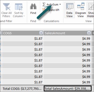 Pulsante Somma automatica in PowerPivot