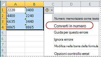 Comando Converti in numero