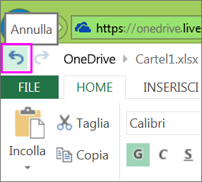 pulsante che consente di annullare un'azione