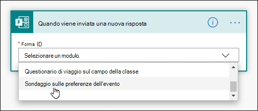 Scegliere un modulo per il trigger in Power Automate
