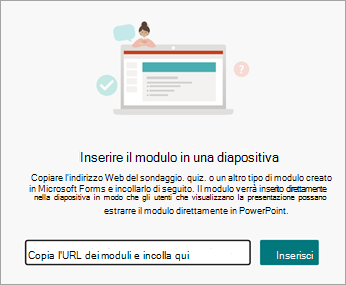 Selezionare l'URL del modulo o test che si vuole inserire
