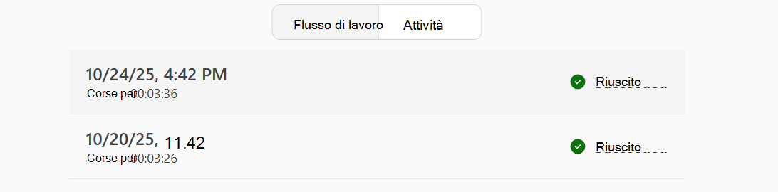 Screenshot della schermata attività.
