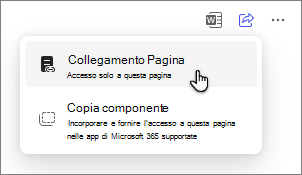Opzione Pagine Copilot per condividere una pagina tramite un collegamento di pagina.