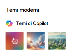 Screenshot che mostra i temi di Copilot nelle nuove impostazioni di Outlook