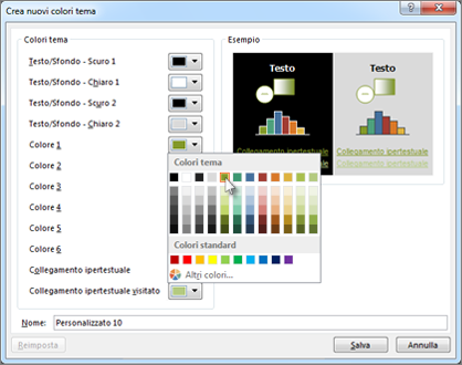 Modificare un colore del tema