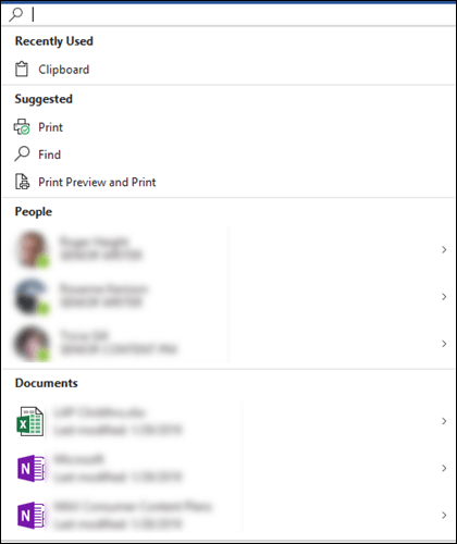 Casella Microsoft Search selezionata
