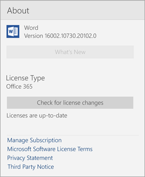 Finestra Informazioni su Word Mobile