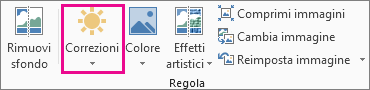 Pulsante Correzioni nella scheda Strumenti immagine