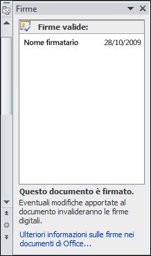 Riquadro Firme con firmatario valido