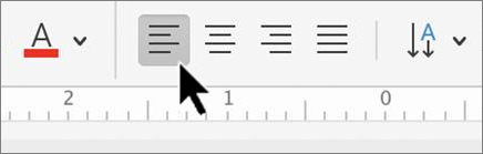 Screenshot dei pulsanti di allineamento del paragrafo.