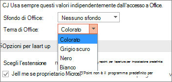 Opzioni dei temi di Office in PowerPoint 2016