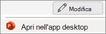 Voce di menu Apri app desktop di PowerPoint