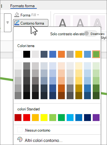 Screenshot della raccolta colori Contorno forma.
