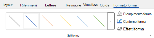 Screenshot di Word scheda Formato forma con stili forma.