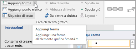 Aggiunta di una forma all'elemento grafico SmartArt