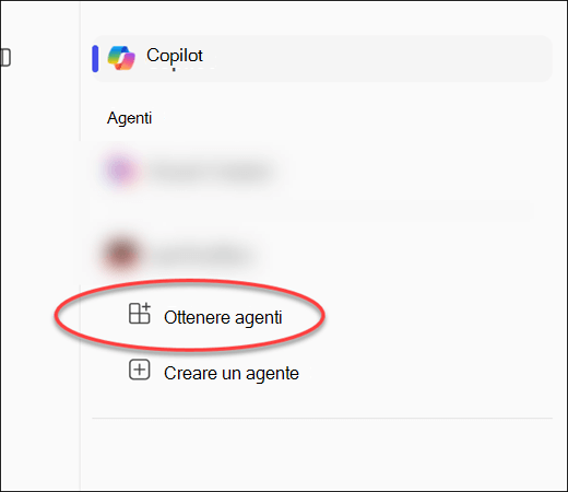 La voce di menu Ottieni estensioni Copilot sulla barra destra di Teams.