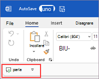 Barra di accesso rapido sotto la barra multifunzione