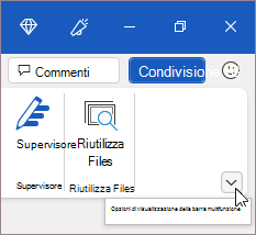 Pulsante Opzione di visualizzazione della barra multifunzione