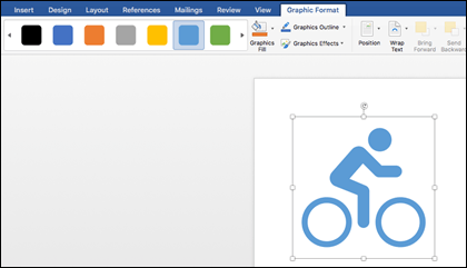 Raccolta stili con uno stile azzurro applicato a un elemento grafico di una bicicletta