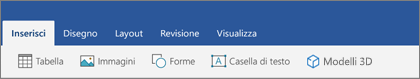 Scheda Inserisci della barra multifunzione con il pulsante Modelli 3D
