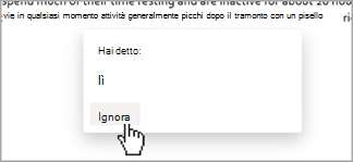 Suggerimenti dettatura