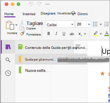 Mostra elenco blocchi appunti