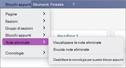 > Blocchi appunti Le note > eliminate visualizzano Le note eliminate
