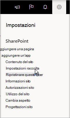 Passare a Impostazioni, Impostazioni raccolta