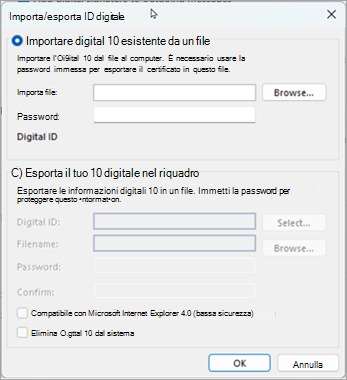 Selezionare Sfoglia per trovare l'ID digitale e immettere la password immessa durante l'esportazione del certificato in questo file