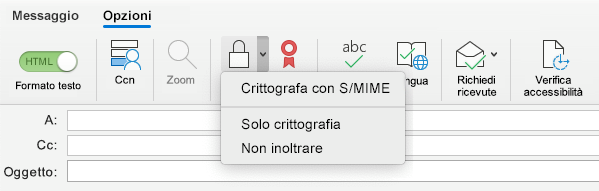 Crittografa con l'opzione S/MIME