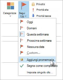 Se l'attività è già aperta nella relativa finestra, fare clic su Aggiungi promemoria completamento > attività>.
