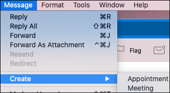 Creare un evento da un messaggio di posta elettronica in Outlook per Mac.