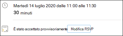 Modifica della conferma di partecipazione dall'evento.