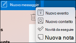Menu a discesa Nuovo luogo evento.