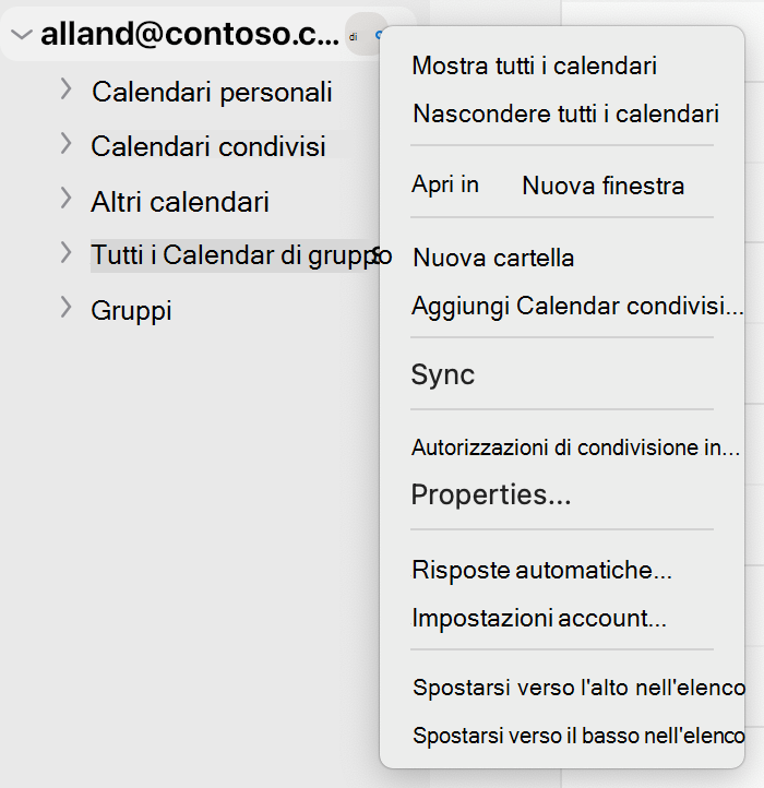 Opzione di selezione Autorizzazioni di condivisione.