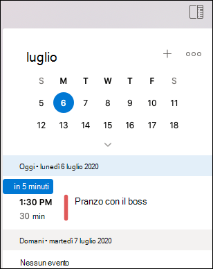 Menu La mia giornata per Outlook per Mac.