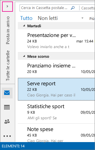Visualizzazioni come icone nel riquadro delle cartelle ridotto a icona